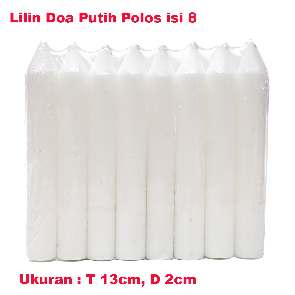 Lilin Doa Putih Polos isi 8  Uk. 13 x 2cm Lilin Misa Gereja Altar Paskah Rohani