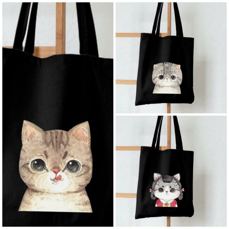 FLASH SALE 7.7 - [RESLETING + MUAT LAPTOP] KELUARGA KUCING TOTEBAG SEMI KANVAS | TOTEBAG RESLETING | TOTEBAG BESAR | TOTEBAG KOREA | TOTEBAG TEBAL | TOTEBAG LAPTOP | TOTEBAG NONGKI | TOTEBAG MOTIF | TOTEBAG NONGKRONG | TOTEBAG KUCING | TOTEBAG