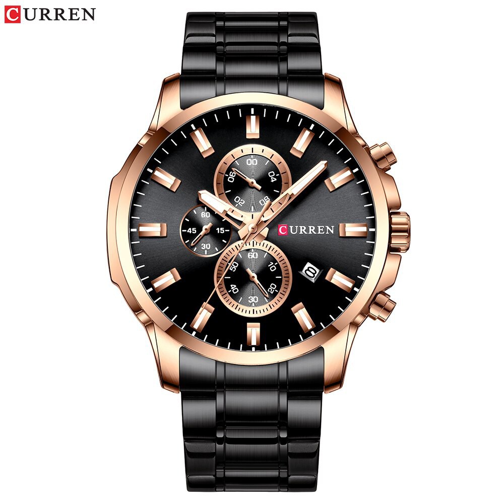 • CURRENOS ™ • CURREN 8348 Jam Tangan Pria Tali Kulit Chrono Aktif