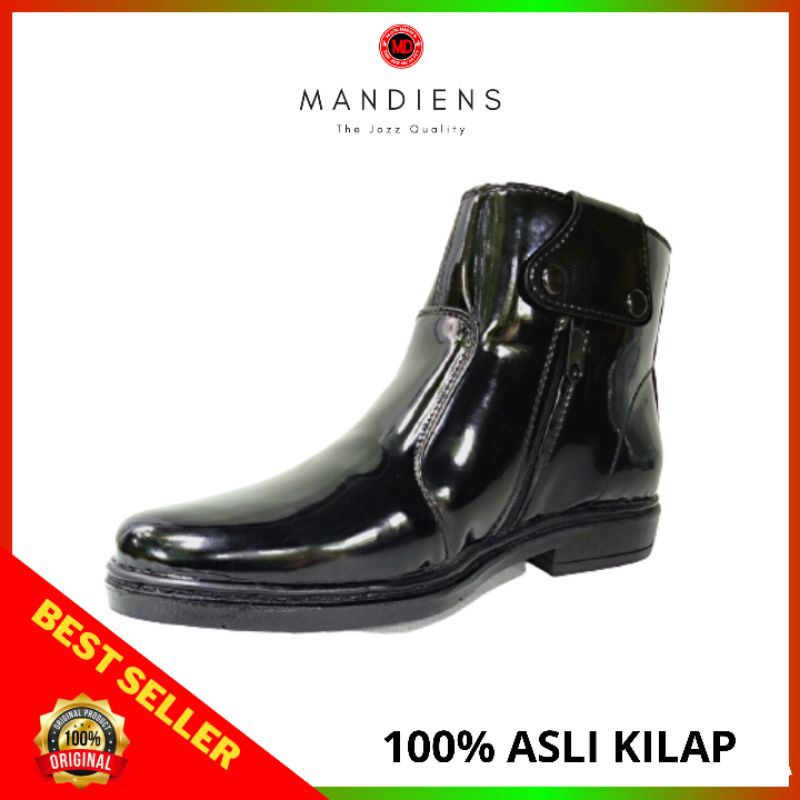 MANDIENS - Sepatu Pantofel PDH Pria Tanpa Tali Kulit Kilap Tanpa Semir T.Tali