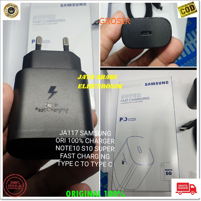 J117 SAMSUNG ORIGINAL 3A ADAPTOR 25 WATT CAS CASAN SUPER FAST CHARGING USB TYPE C TIPE C CHARGER CHARGE FLASH TRAVEL ADAPTER MULTI QUICK GALAXY NOTE MULTI GADGET BISA SEGALA GADGET YANG MENGGUNAKAN TYPE C KABEL SUPPORT FAST CHARGING HARGA TERJANGKAU