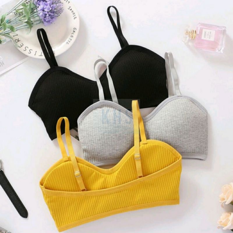 BH Bra Wanita Tanpa Kawat Bahan Halus Pakaian Dalam bralette Push Up Elastis Sexy sport Korea KHS-6