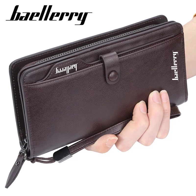 Baellerry S6703 Pria Dompet Panjang Kualitas Tinggi Gaya Pemegang Kartu Pria Dompet Zipper Kapasitas Besar PU Kulit Dompet Untuk Pria