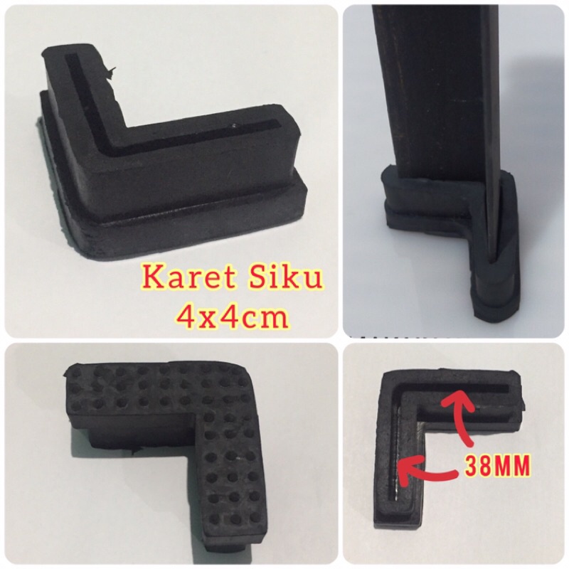 Rubber Karet Kaki Meja Rak Kursi Besi Siku 40x40mm 4x4cm Safety Pelindung Gesekan Lantai