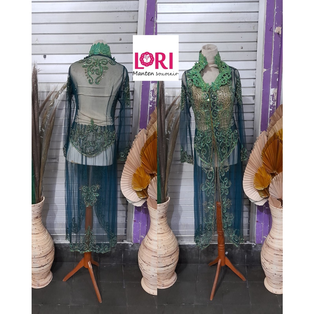 Kebaya Murah Pasiran hijau botol kerah bordir