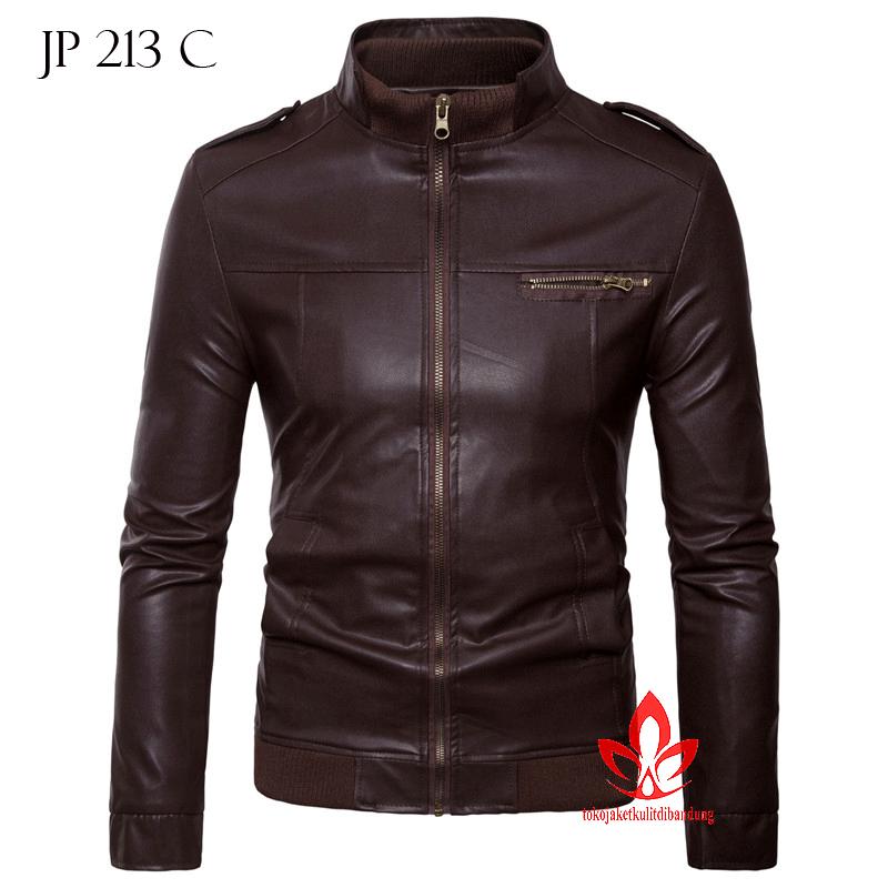 (COD) Jaket Kulit Imitasi Super Kain Semi Kulit Premium - JP 213 C