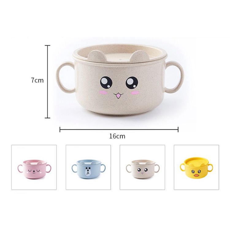 Mangkok Makan Anak Karakter + Tutup / Jerami Soup Bowl Cartoon BPA Free / Mangkuk Gelas Sup Cup TEBAL BPA FREE