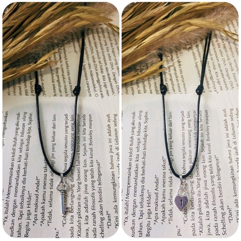 [TERMURAH] Kalung couple gembok & kunci tali korea premium Waterproof