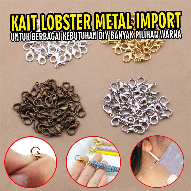 Kait lobster stainless steel 12mm besi anti karat bahan alloy pengait kokot udang kecil aksesoris