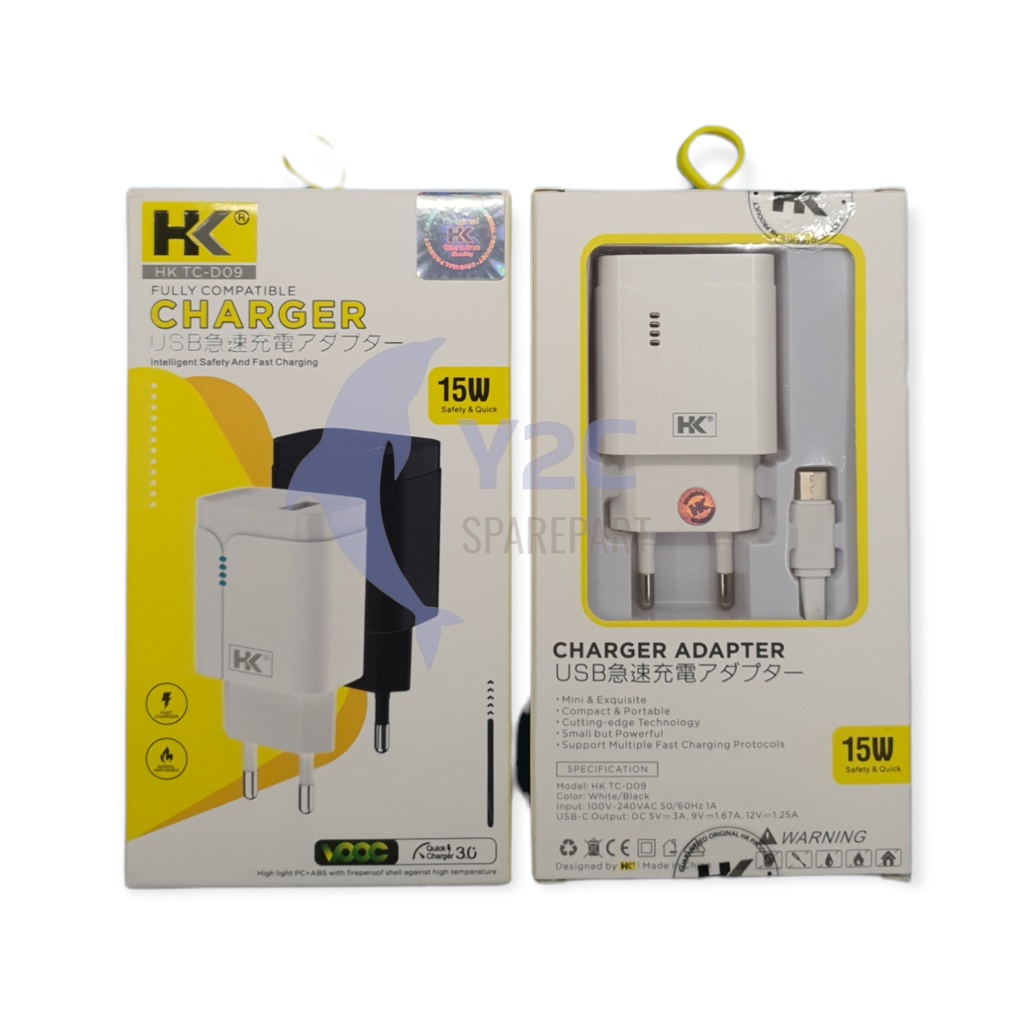 CHARGER HK D9 AUTO ID FAST CHARGER 3.0 AMPERE QUALCOMM VOOC MICRO DAN TYPE C / CASAN CAS