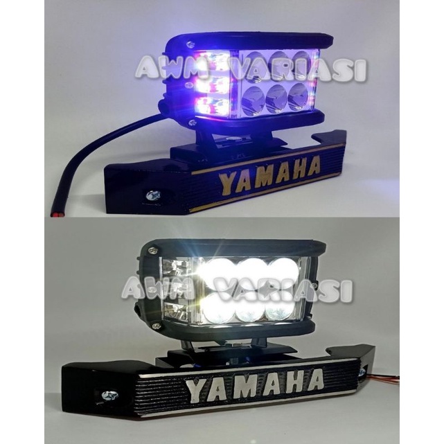 paket super ganteng rx king style lampu 6 led jumbo kiri kanan red-bleu plus breket kumis