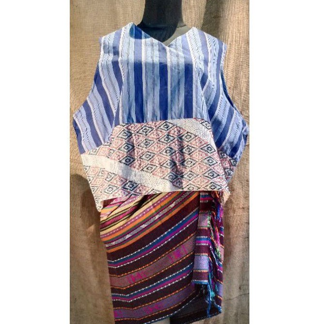 Srengenge sashiko oblong outer lurik garis biru