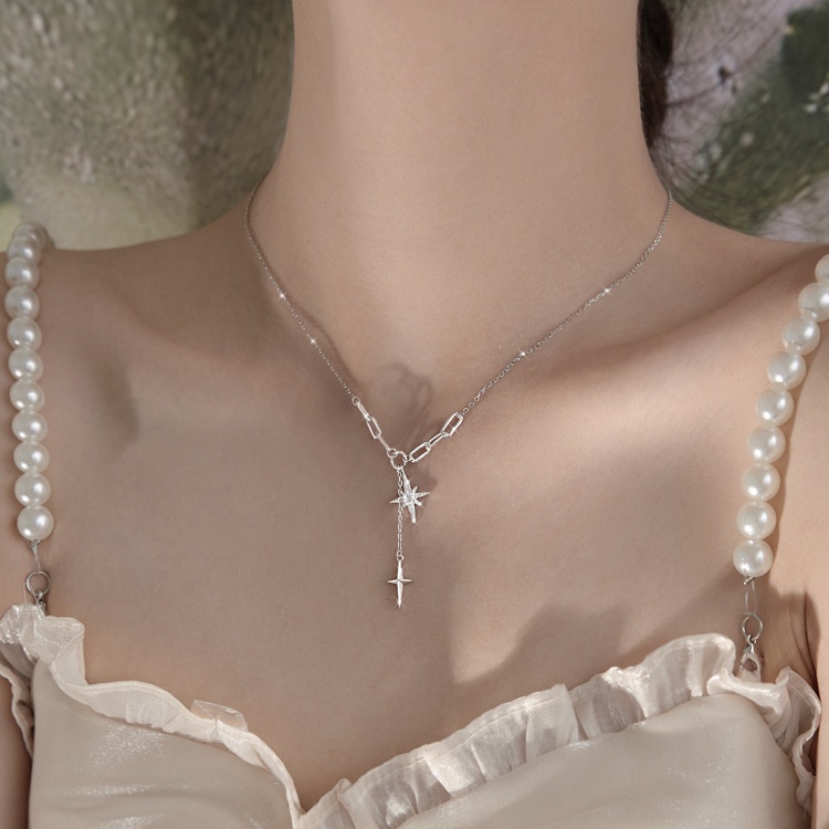2022 Kalung Rantai Dengan Liontin Bintang Warna Permen Untuk Wanita