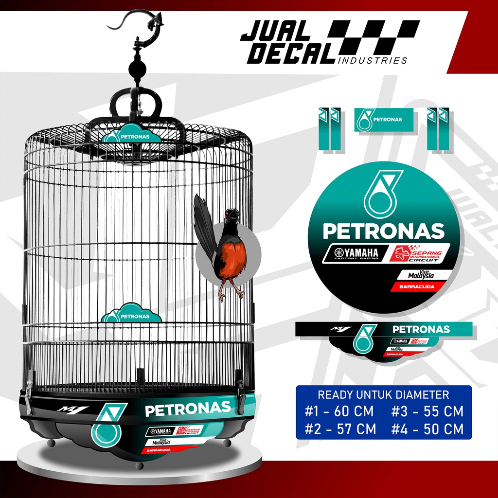Stiker Decal Tebok Murai Batu PETRONAS Variasi Sangkar Kandang Burung Bulat Tebok No 1 2 3 4 MOTOGP