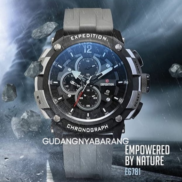 JAM TANGAN PRIA - COWOK - LAKI EXPEDITION EXP 6781 RUBBER KARET GRAY ABU ORIGINAL KEREN