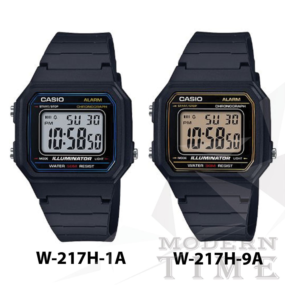 Casio Original W-217H  Jam Tangan Pria - Digital - Karet Hitam