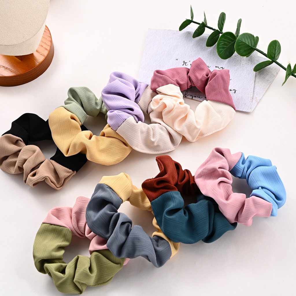 Srunchie Ikat Rambut Premium / Cepol Kain Dua Warna Casual Fashion Korean Import