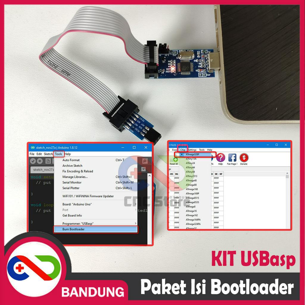 KIT USBASP ISI BOOTLOADER COPY HEX USB ASP ISP USBISP PAKET DOWNLOADER