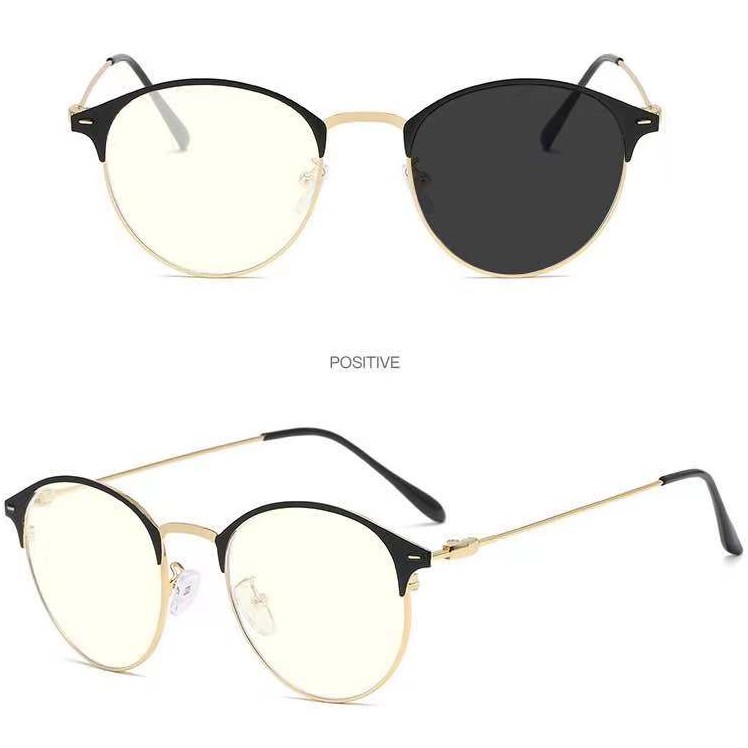 2 In 1 Kacamata lensa photocromic anti radiasi wanita pria kacamata bingkai Titanium komputer Anti Silau fotocromic #54-PC-54  GOLD