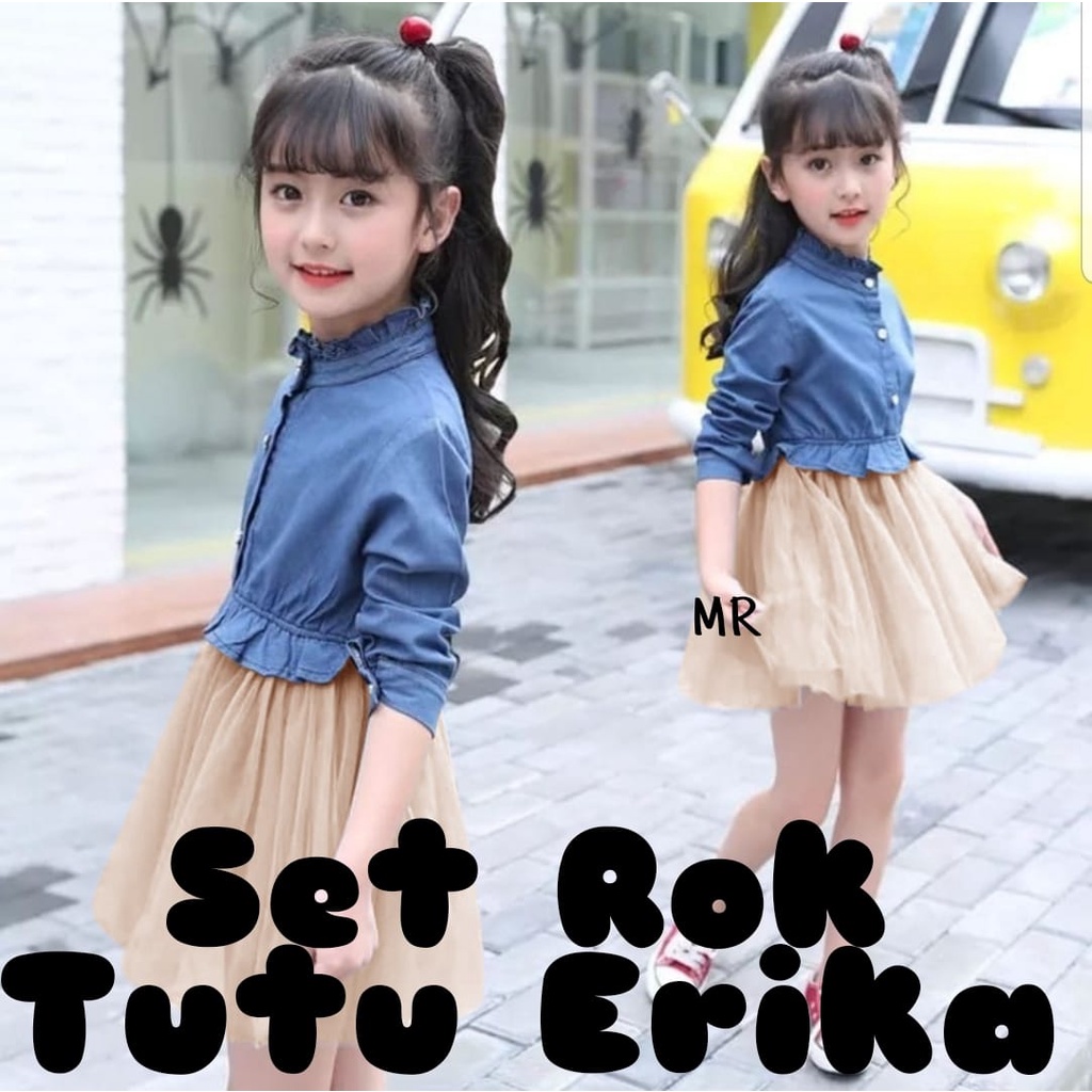 SET ROK ERIKA KID ANAK, TUTU, MOSCREPE, KEMEJA, SETELAN