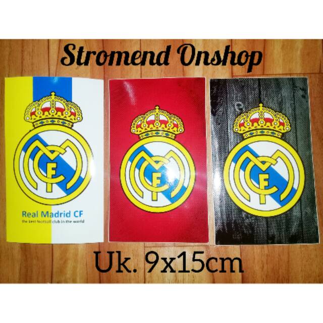 

Sticker Stiker Club Bola Real Madrid Persegi Geaftac Permanen
