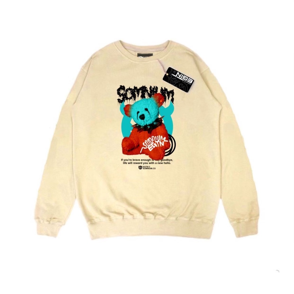 SWEATER CREWNECK PRIA WANITA OVERSIZE EIGHTY NINE WARNA CREAM DEPESSION SWEATSHIRT ORIGINAL SWITER P