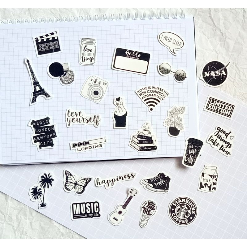 Jual STICKER AESTHETIC TEMA HITAM PUTIH | Shopee Indonesia