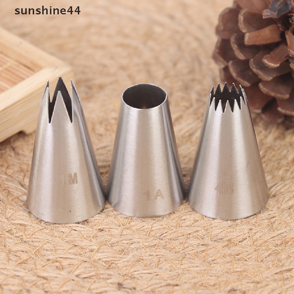 Sunshine 4Pcs Spuit Piping Medium Bahan Stainless Steel Untuk Dekorasi Kue