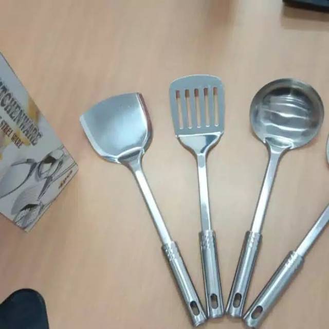 Kitchen Set Ware Stainless 4 in 1 / Alat Masak Spatula Sutil Set Stainless