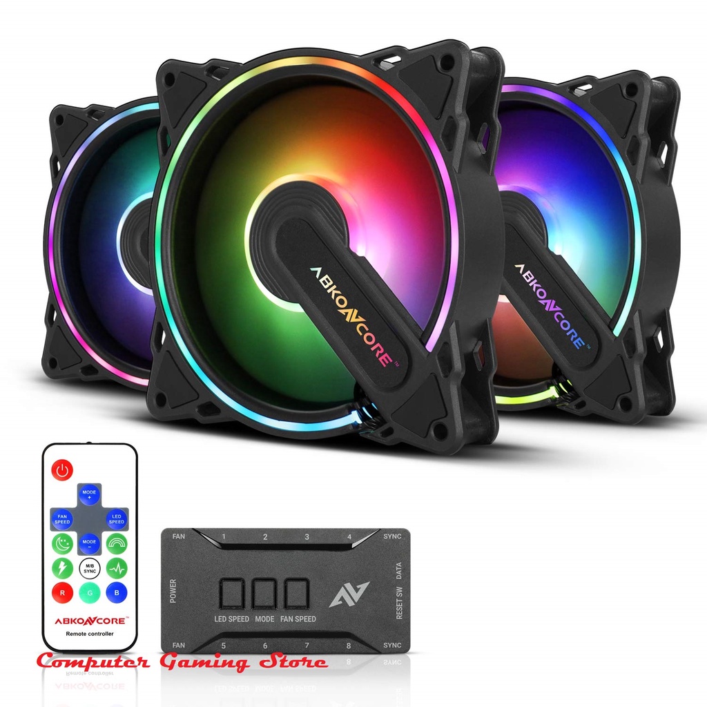 ABKONCORE HR120 RGB Fans, 3 Pack 120mm Fans, 5V ARGB