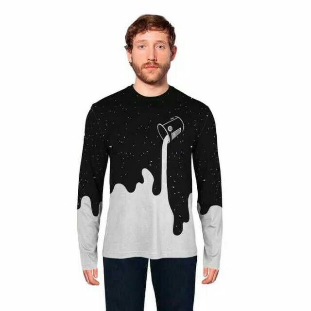 Kaos POUR MILK Premium Pria 3D Fullprint model lengan panjang