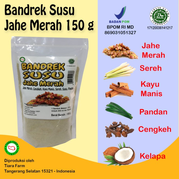 

Bandrek Susu Jahe Merah - 150 g - Tiara Farm (BERKUALITAS)