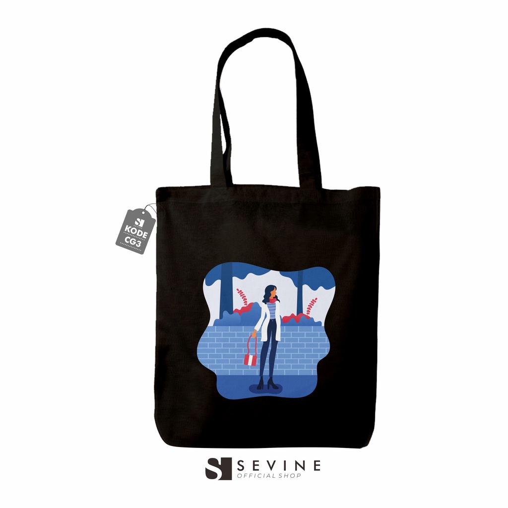 Sevine Totebag Tas Wanita Tote bag Resleting Girly Black Series - CG3