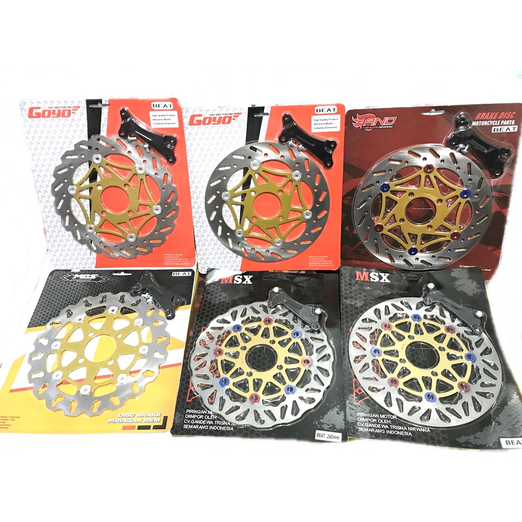 PIRINGAN DEPAN 260MM BEAT F1-SCOOPY-GENIO-VARIO 110 F1-VARIO TECNO 125-VARIO 125 ESP F1-VARIO 150 LAMA-BEAT INJEKSI-SPACY F1-BEAT ESP F1 NEW-BEAT POP-BEATSTREET-BEAT F1 NEW  DISK CAKRAM DEPAN MODEL DAYTONA UKURAN 260MM