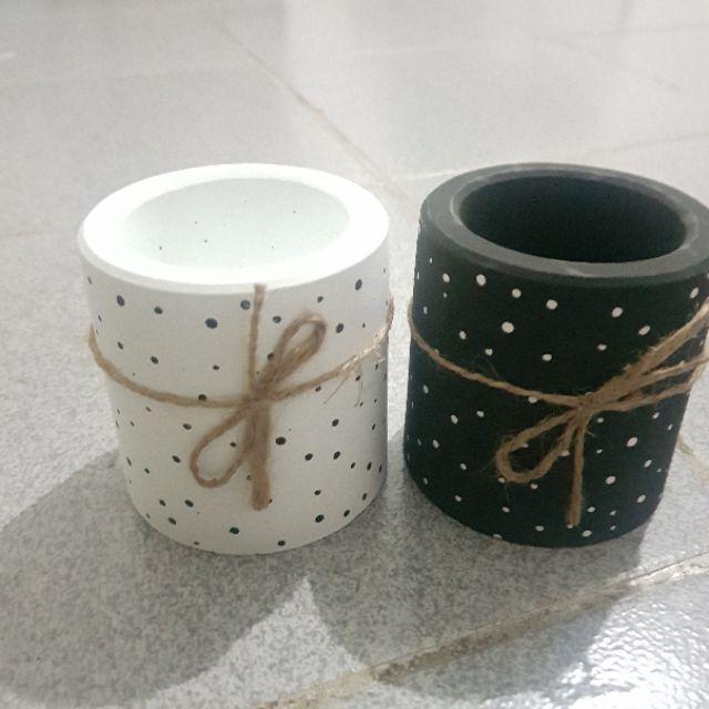 Pot Sukulen/kaktus Black White Dotted D:8cm