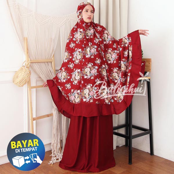 Balicihui Mukena Nadia Maroon 2 Mukena Bali Jumbo Mukena Bali Dewasa by Balicihui