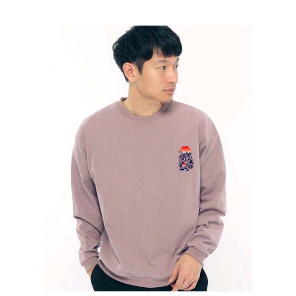 Sweater Crewneck Rakku Pria Fleece Size M - XXL