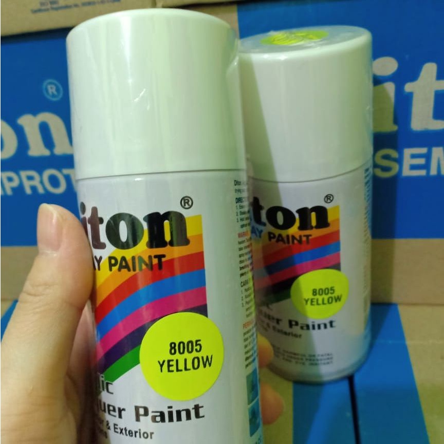 Pilox Cat Semprot DITON Spray Paint Acrylic Lacquer Paint - 8005 YELLOW / Stabilo Kuning / Fluorescent Yelow (150cc/Kecil)