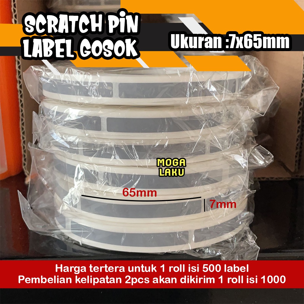 

7x65 mm Scratch Pin sticker label gosok voucher