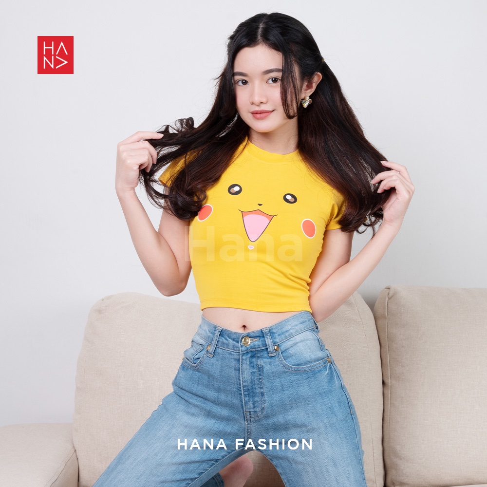 HanaFashion JKT - Pokemoon Crop Top Sexy Kaos Murah Wanita - CT108