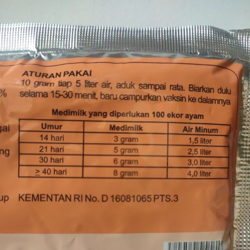 medion-medimilk 100 gram susu pelarut vaksin