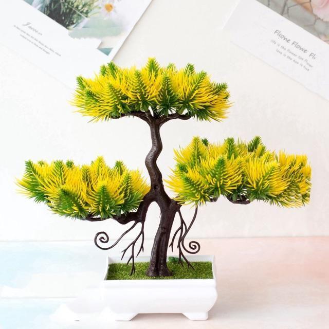 NM 568 bunga plastik/pajangan bunga artifisial/vas petak-Kuning