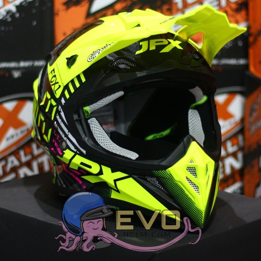 PAKET GANTENG_JPX CROSS MOTIF ORIGINAL + GOOGLE SNAIL (ONGKIR TERMURAH 2 KG) HELM JPX TERBARU