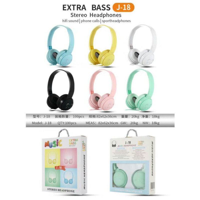 Headset Bando Macaron J-18 EXTRA BASS