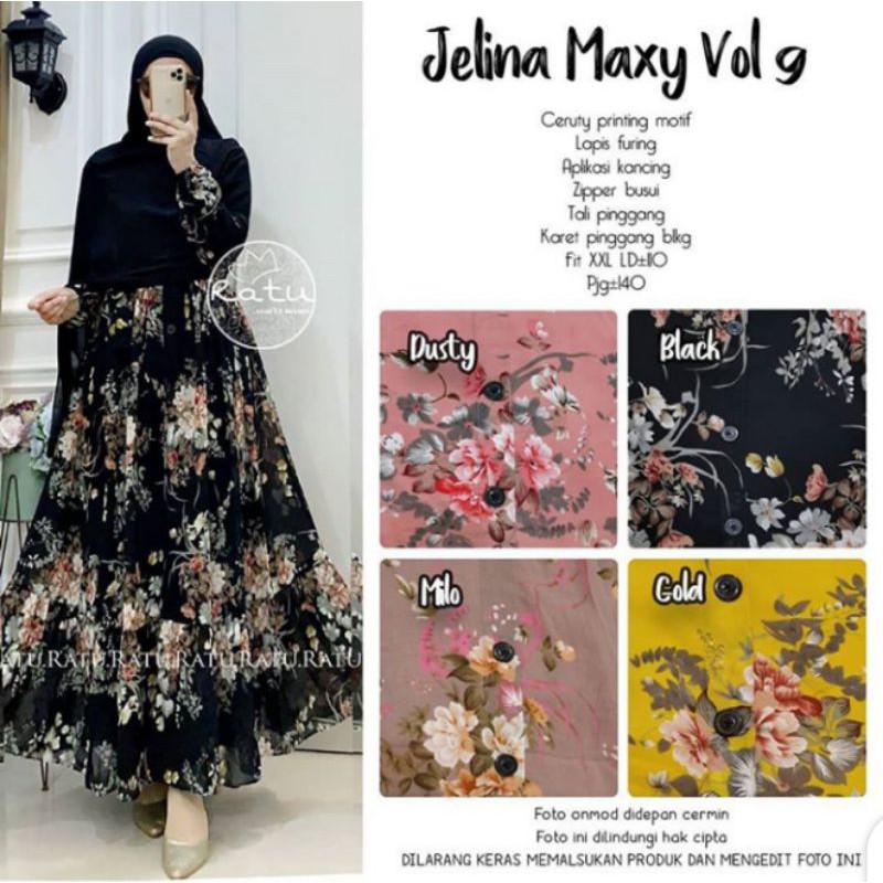 Gamis syari ceruti JELLINA CERUTI BABYDOLL MOTIF