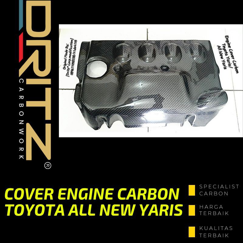 Cover Engine Carbon Style TOYOTA YARIS ALL NEW YARIS Aksesoris Variasi Modifikasi Eksterior Mobil