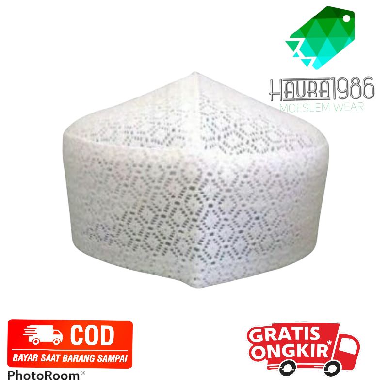 peci putih polos Peci jaring putih peci rajut putih peci haji madinah