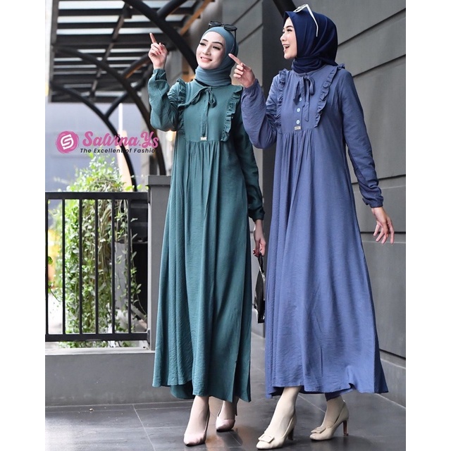 Salvina Midi Dress Katun Kringkel Renda Tali 4L &amp;  5L  (SIZE JUMBO)