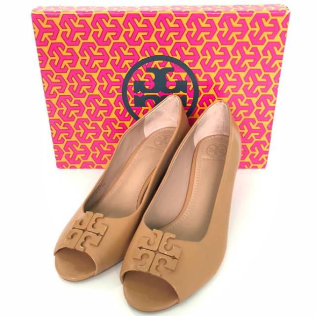 TB Lowell 65mm peep toe wedges blond