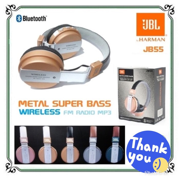 Wireless Stereo Super Bass Headset FM Radio MP3 JBL JB55 Leather